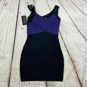 NWT Marciano bandage dress black and purple xs